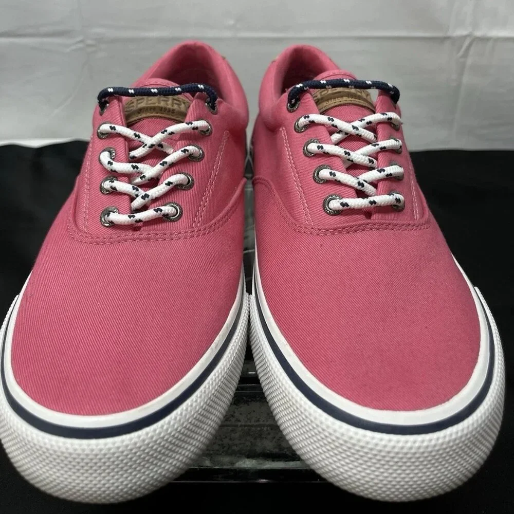 SPERRY X VINEYARD VINES Striper CVO Canvas Deck Sneaker Pink STS21569 Men's 10.5